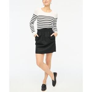 J.Crew Factory Linen-cotton blend city skirt Black 6